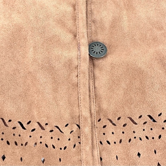 NAPA Valley Women’s Tan Faux Suede Button Down Perforated Jacket Size Large - Picture 4 of 11